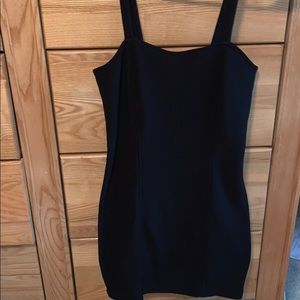 Black mini spaghetti strap dress